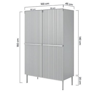 Credenza 2 ante con piede in metallo oro Nicole 100 x 160 cm
