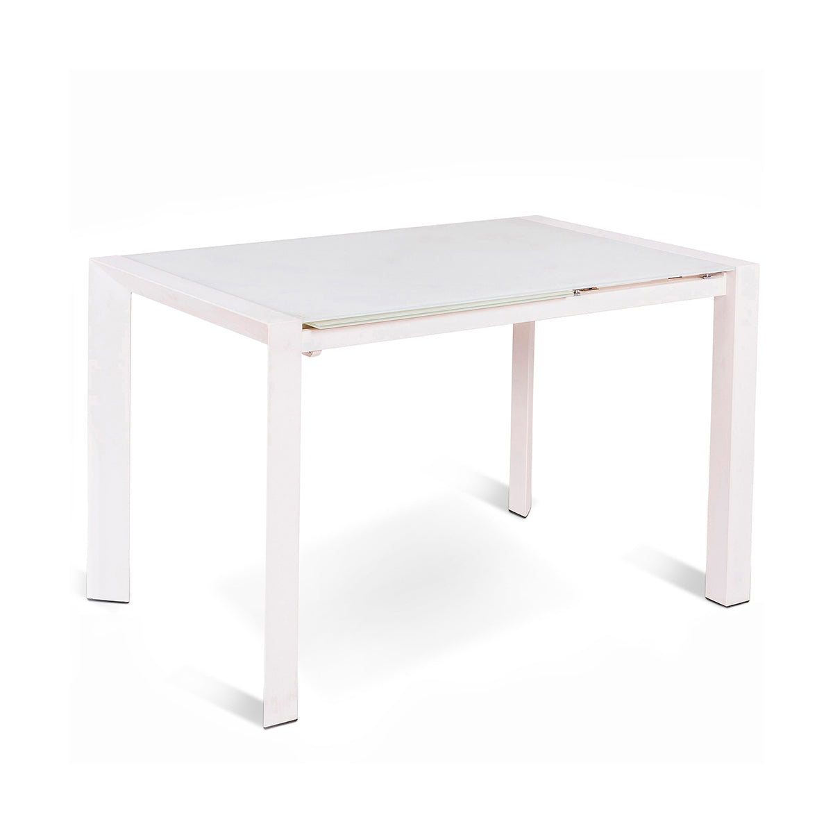 Tavolo allungabile in metallo con top in vetro Chiampo 122x80 cm - allungabile fino a 182 cm