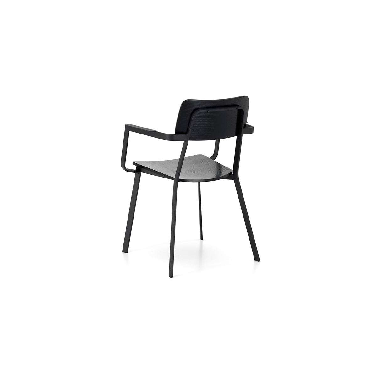 Set 2 Sedie con braccioli in legno e metallo nero Duglia