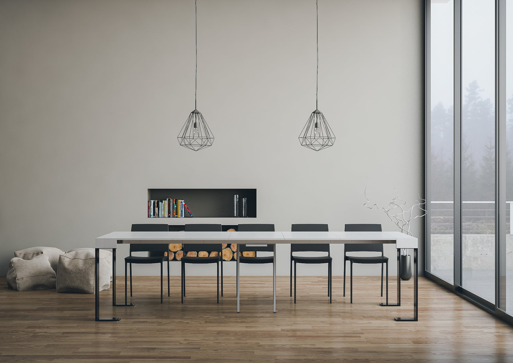Consolle allungabile bianco frassino Brenta 90x40 cm - fino a 300 cm