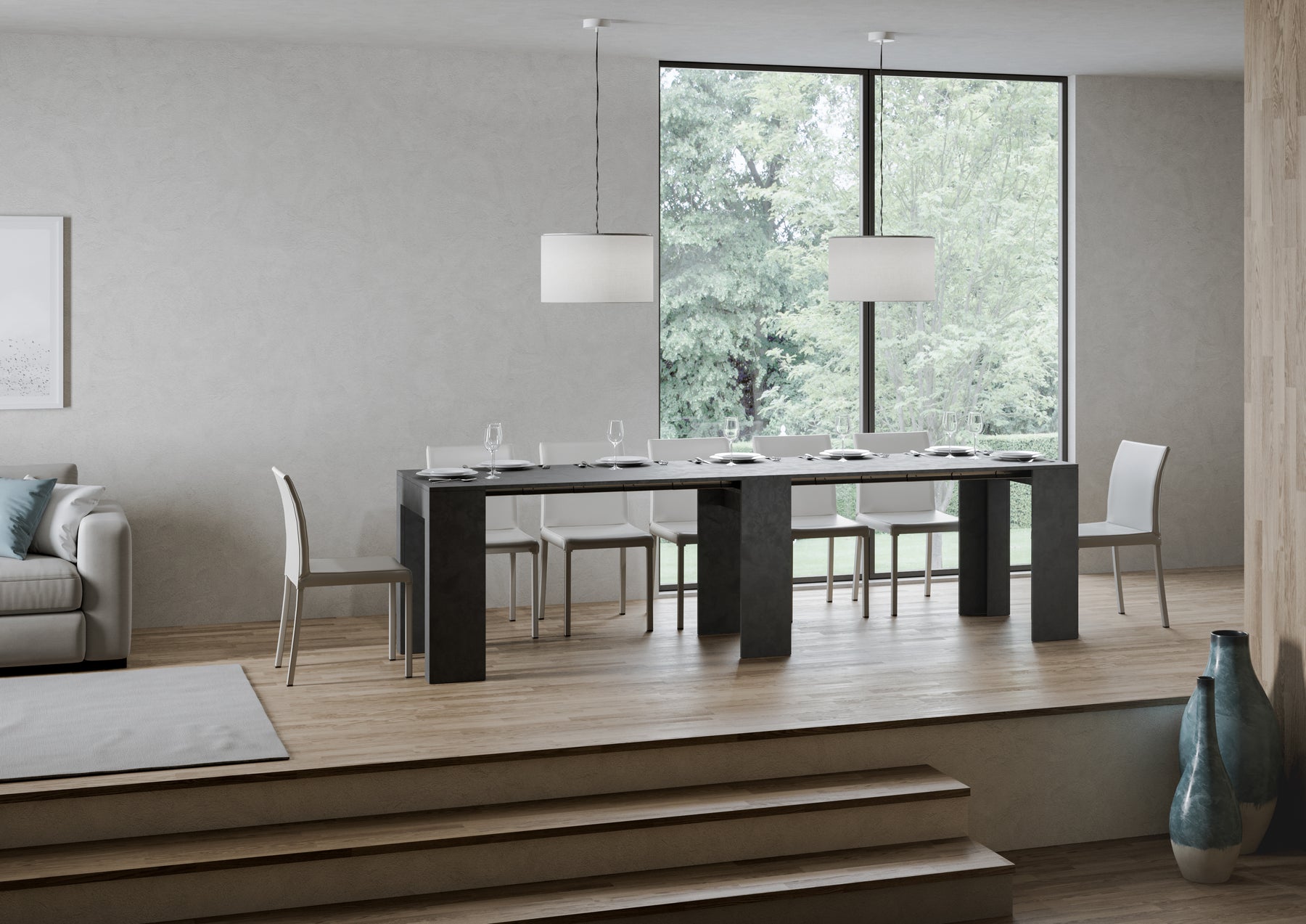Consolle allungabile antracite Centonara 78x47 cm - fino a 299 cm