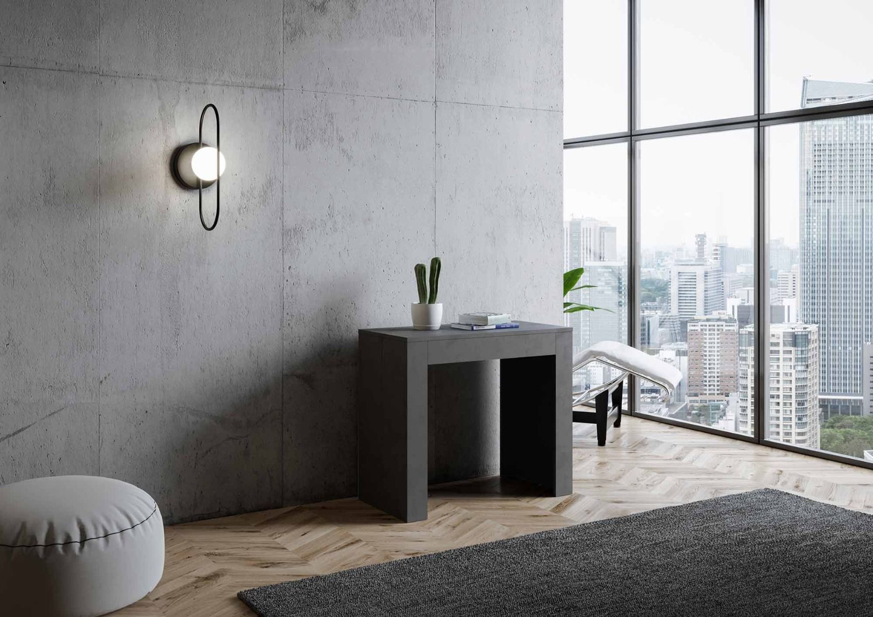 Consolle allungabile antracite Chiaravagna 90x42 cm - fino a 302 cm