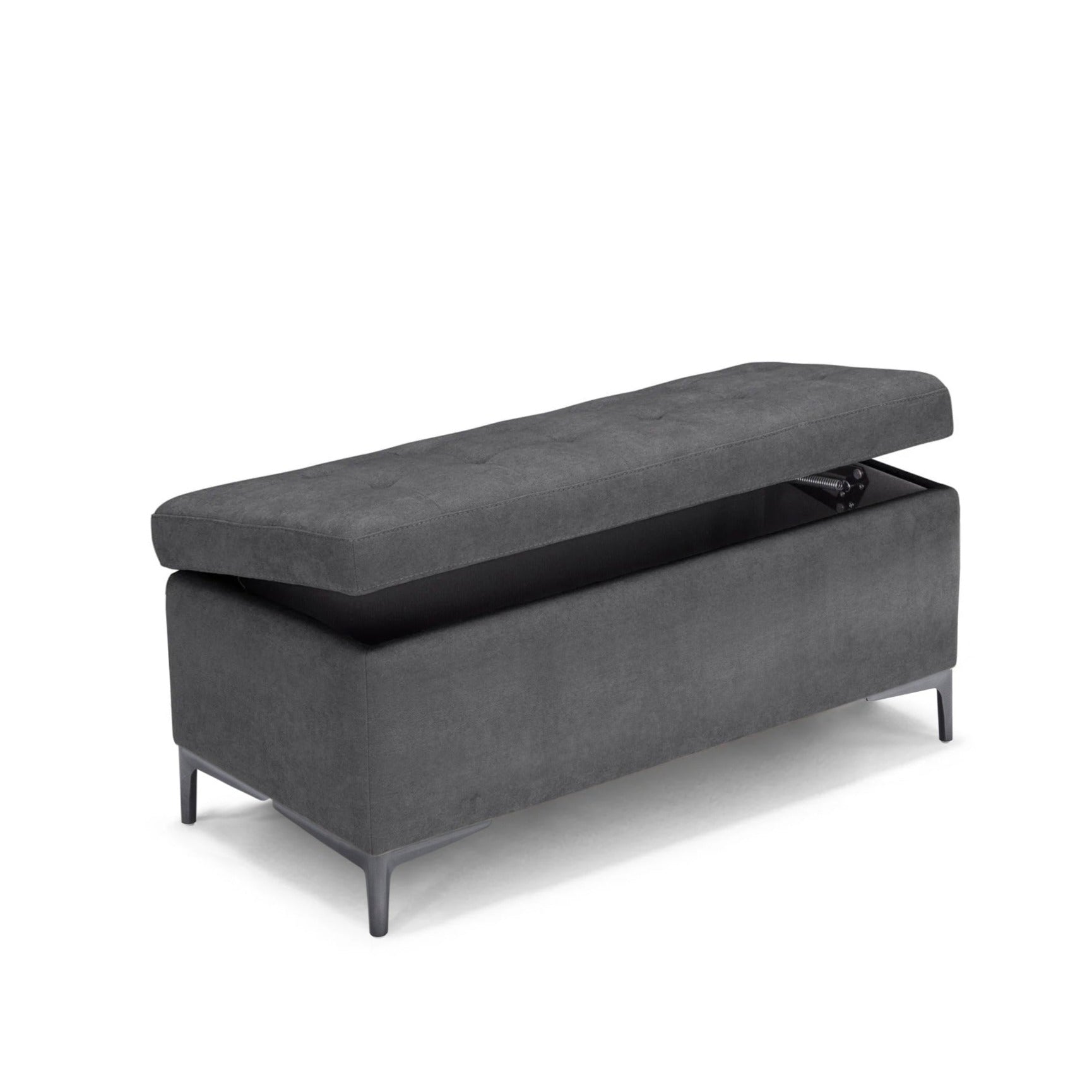 Panca Contenitore IDMarket In Tessuto Grigio Chiaro – 100 Cm Con Gambe In Legno