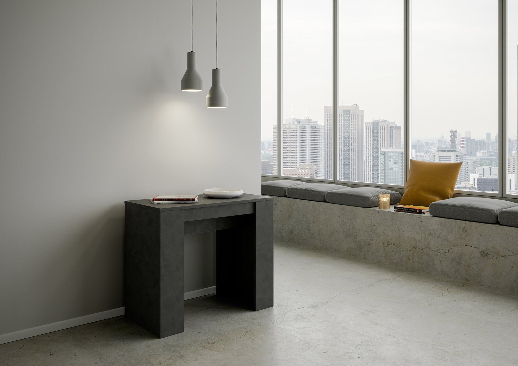 Consolle allungabile antracite Clavalite 90x48 cm - fino a 204 cm