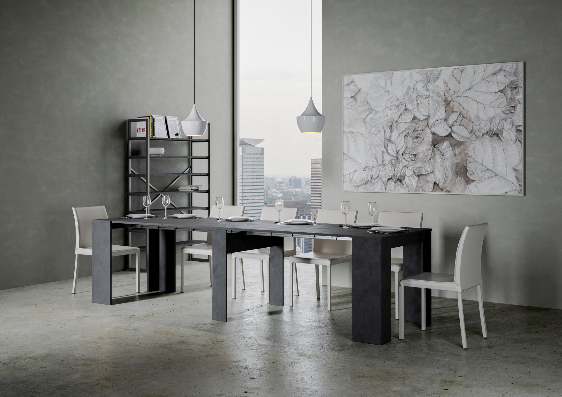 Consolle Randaragna 90 x 48 cm antracite - allungabile fino a 296 cm