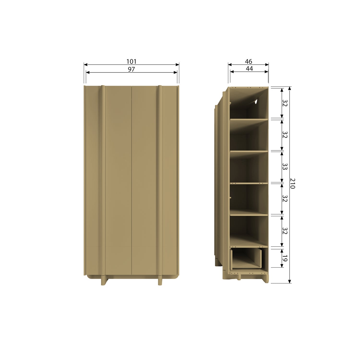 Mobile portaoggetti in legno di pino Basu 210x101 cm