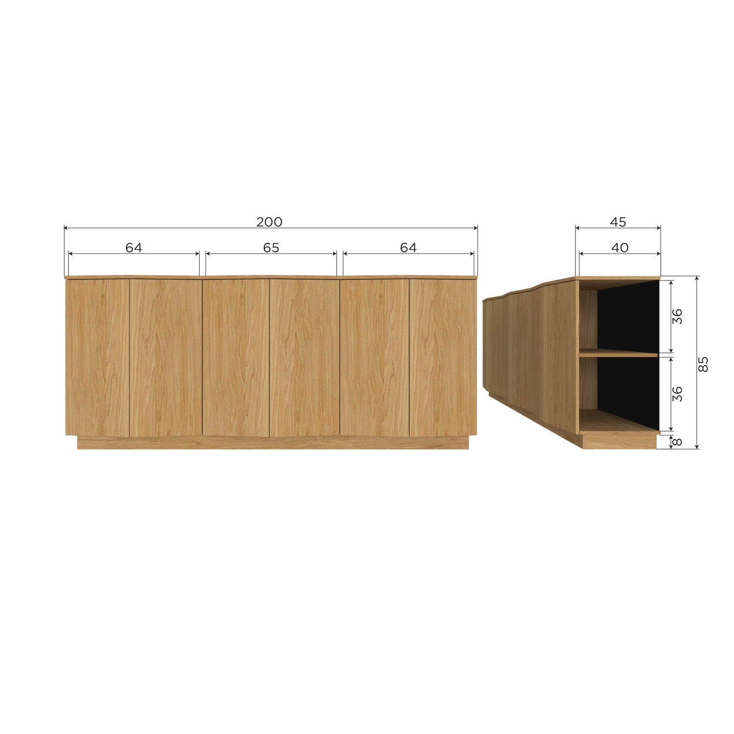 Credenza in rovere Zuma 85x200 cm