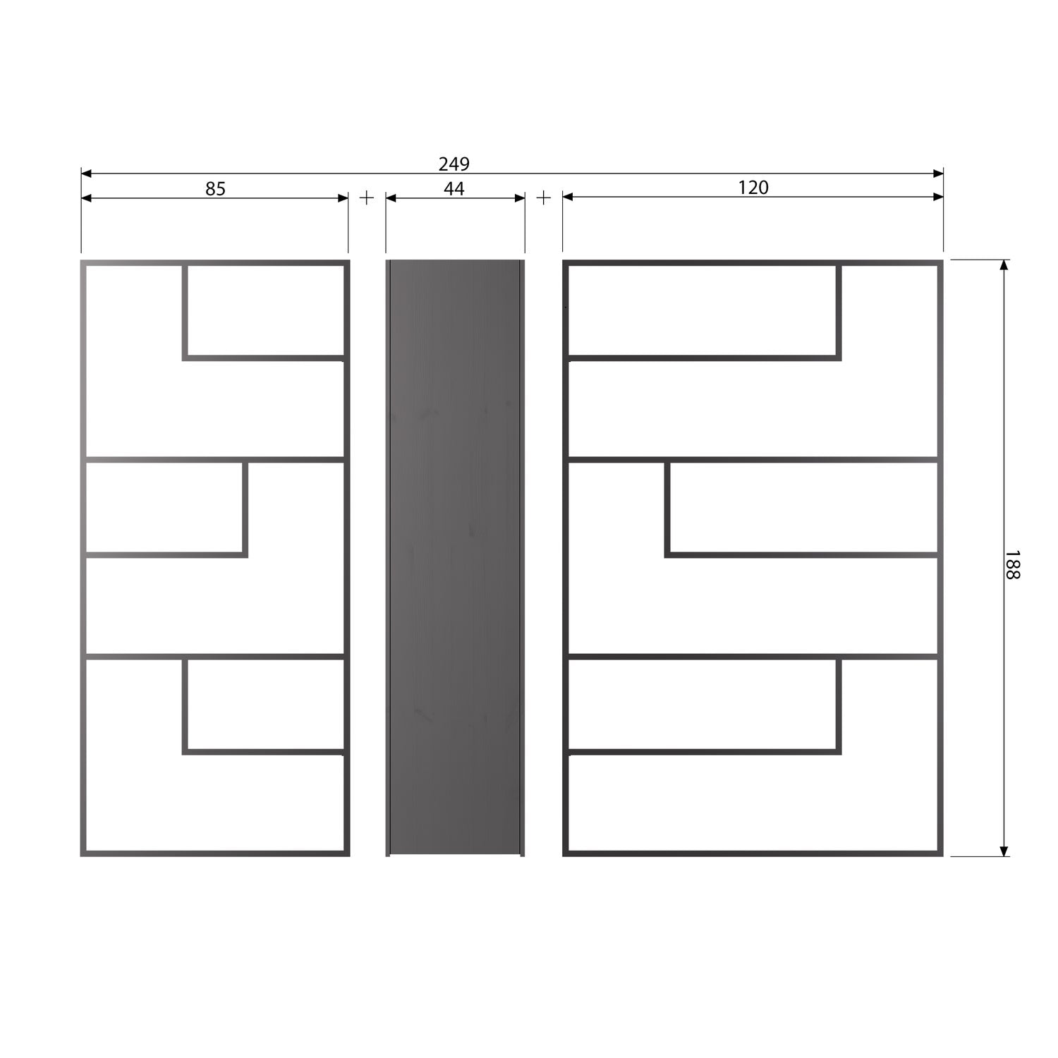 Armadio 1 anta in legno di pino nero opaco Teun 188x44 cm