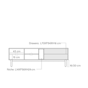 Mobile TV grigio antracite Corvo di Teulat 180x40 cm