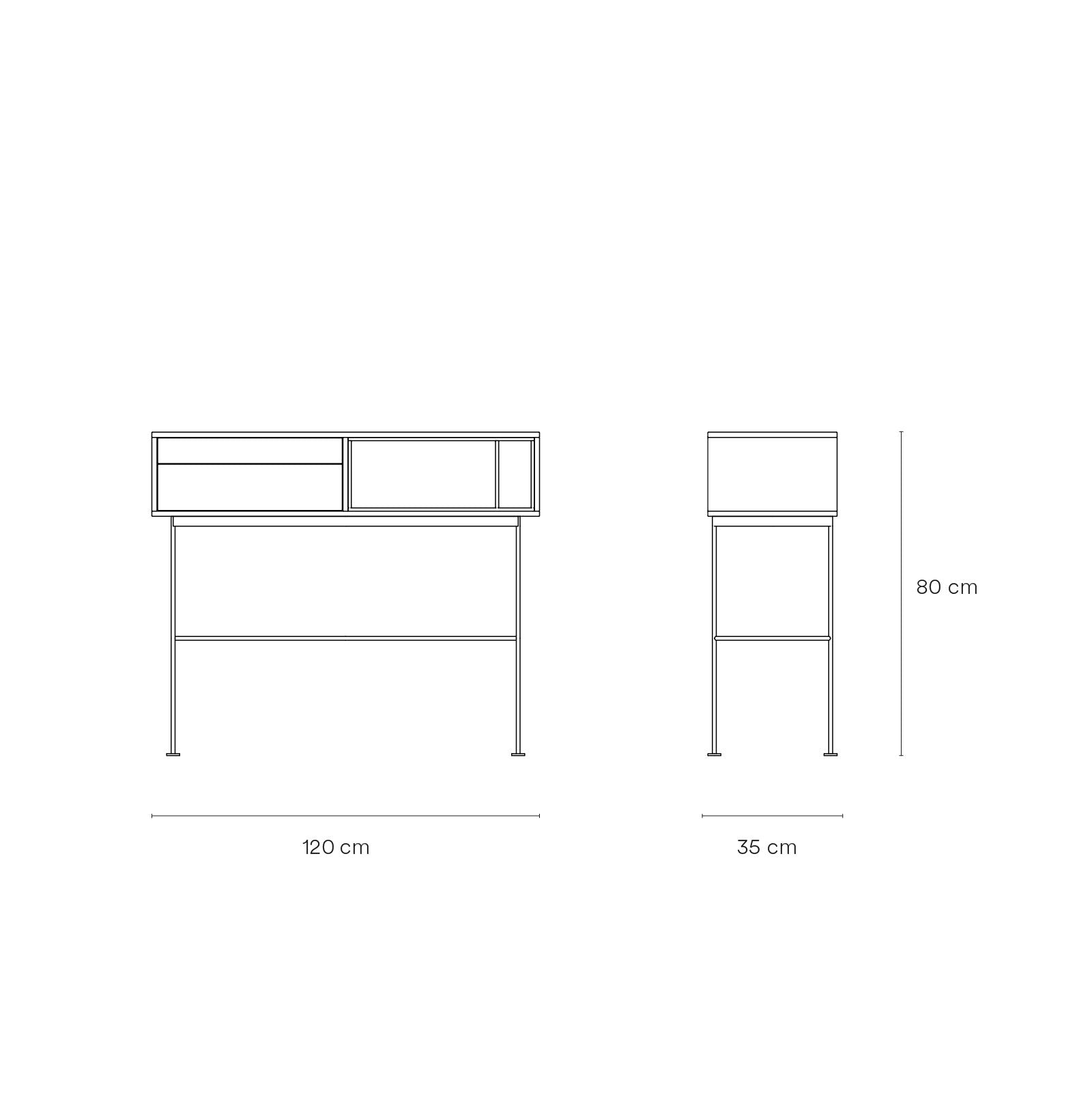 Console 2 cassetti quercia grigio antracite Yoko di Teulat 120x80 cm