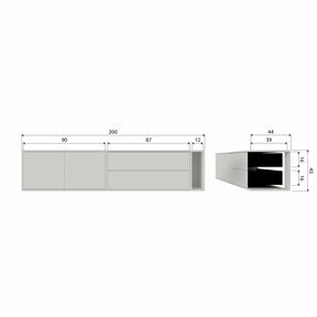 Mobile TV 2 cassetti in legno di pino Settle Down 45x200 cm