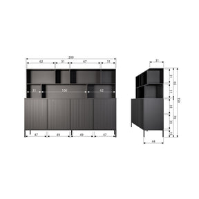 Armadio in legno di pino nero New Gravure 65x200 cm