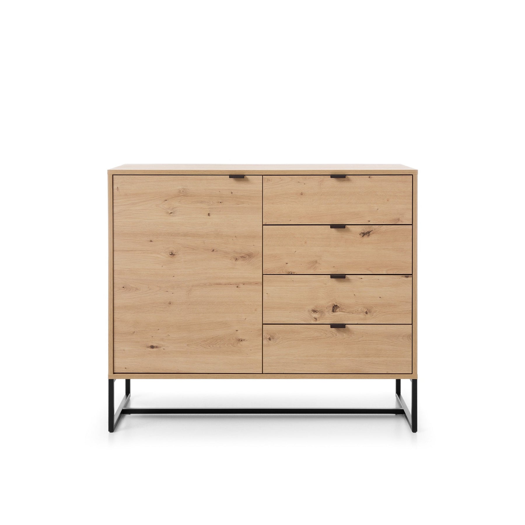 Credenza 1 anta 4 cassetti in legno laminato Ambra 103X89 cm