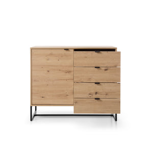 Credenza 1 anta 4 cassetti in legno laminato Ambra 103X89 cm