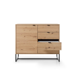 Credenza 1 anta 4 cassetti in legno laminato Ambra 103X89 cm