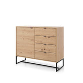 Credenza 1 anta 4 cassetti in legno laminato Ambra 103X89 cm