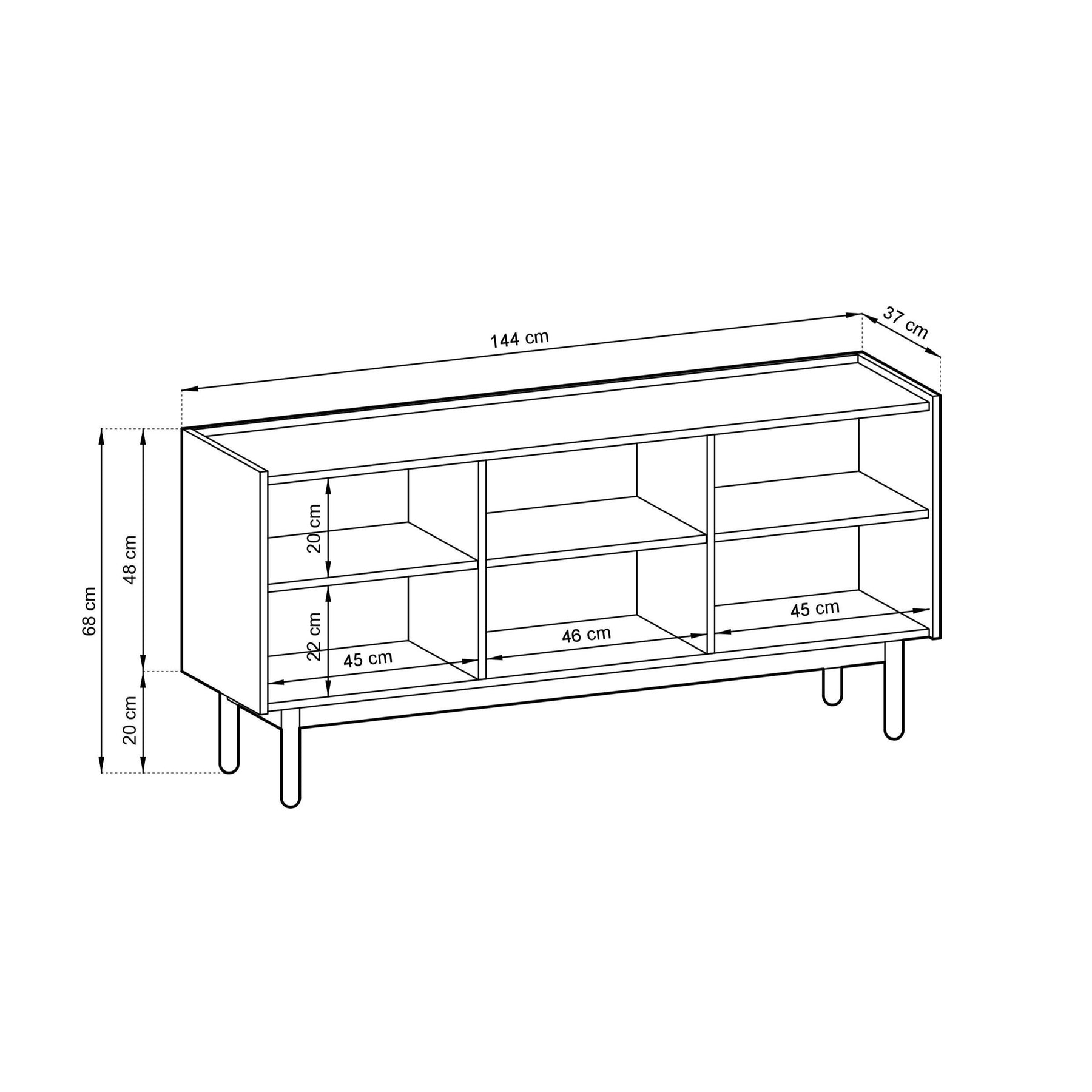 Madia 3 ante in legno laminato Arnesia 144x68 cm