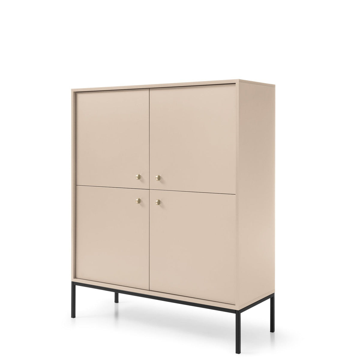 Credenza con piedi in ferro 4 ante in legno laminato Canterno 104x125 cm