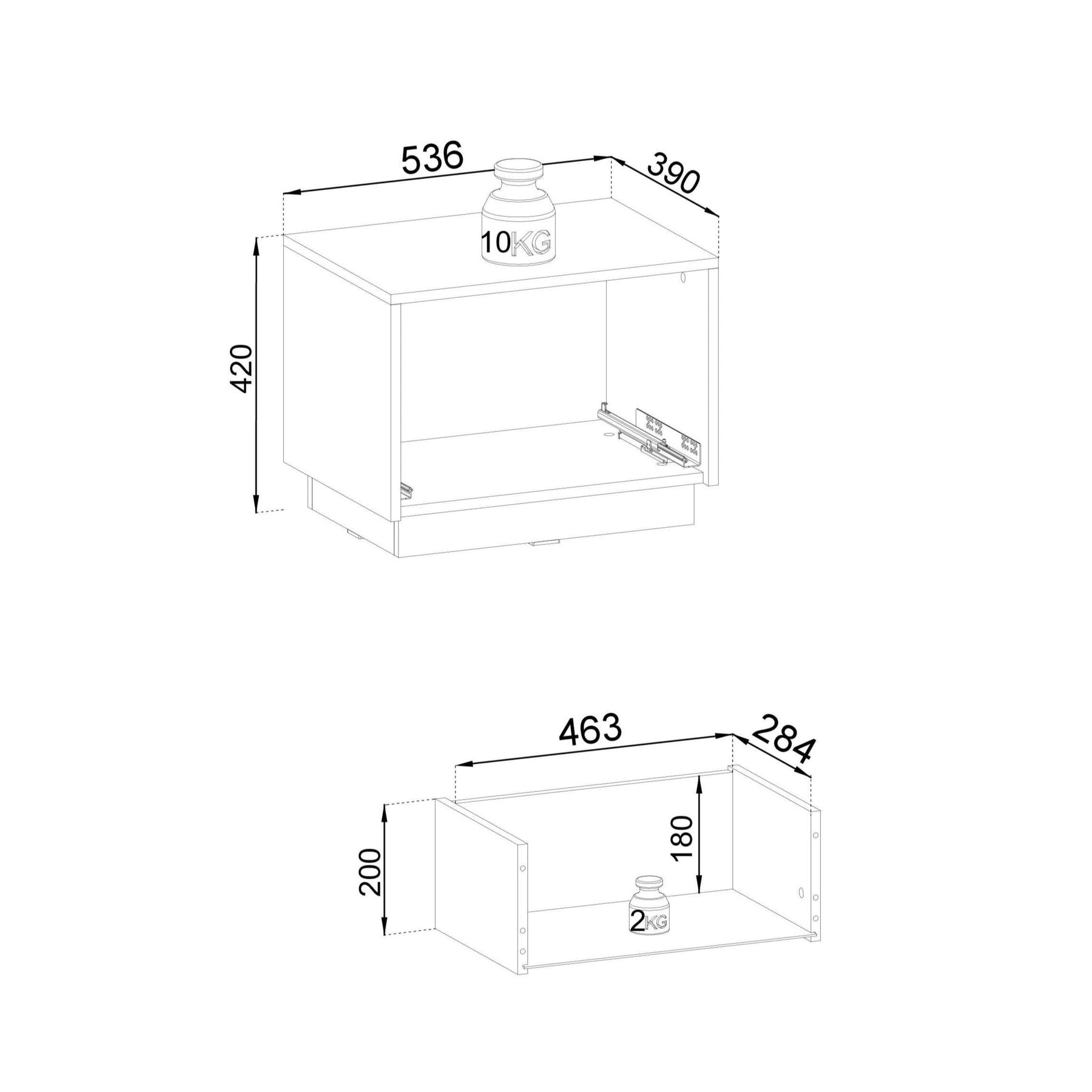 Comodino 1 cassetto in legno laminato Gold 54x42 cm