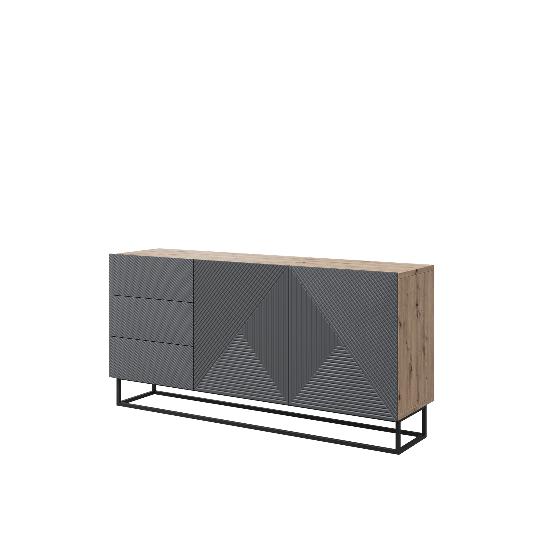 Madia 2 ante 3 cassetti in legno laminato con piede in metallo Asha 167 x 43 cm