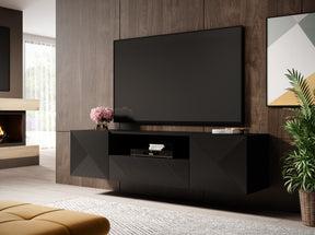 Mobile TV sospeso 2 ante 1 cassetto in legno laminato Asha 167 x 40 cm