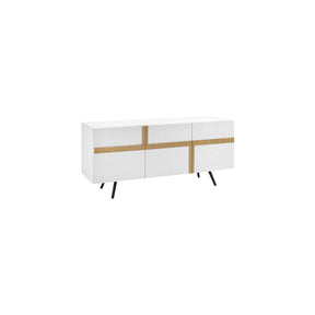 Madia bianca/rovere 3 ante con piedi in metallo Breventa 180x80 cm
