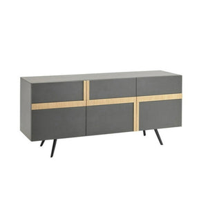 Madia grigio scuro 3 ante con piedi in metallo Cedra 180x80 cm