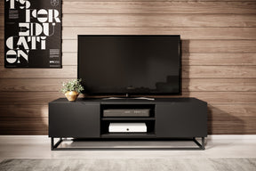 Mobile TV 2 ante a ribalta in legno laminato con piede in metallo Loftia 160 x 37 cm
