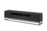 Mobile TV 2 ante 1 cassetto a ribalta in legno laminato con piede in metallo Loftia 200 x 37 cm