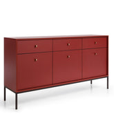 Madia con piedi 3 ante e 3 cassetti in legno laminato bordeaux Canterno 154x39 cm