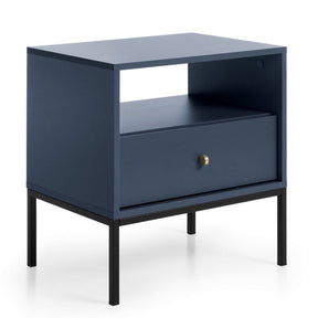 Comodino Blu 1 cassetto in legno laminato - Canterno 54x56 cm
