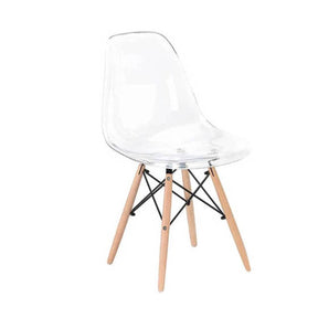 Set 2 sedie in PVC trasparente e legno di faggio Fisca