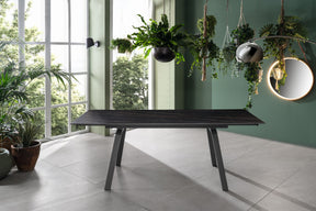 Tavolo allungabile con top in pietra effetto marmo Brugneto 140x80 cm - allungabile fino a 200 cm