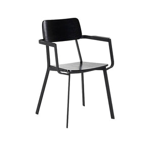 Set 2 Sedie con braccioli in legno e metallo nero Duglia