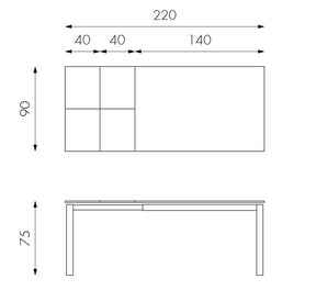 Tavolo allungabile in vetro Acerenza 140 x 90 cm - allungabile fino a 220 cm