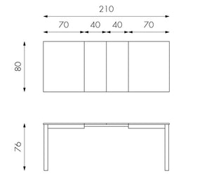 Tavolo Cesano 130 x 80 cm bianco - allungabile fino a 210 cm