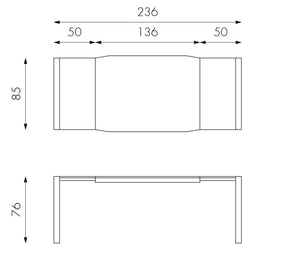 Tavolo allungabile con top in vetro Bunnari 136x85 cm - allungabile fino a 236 cm