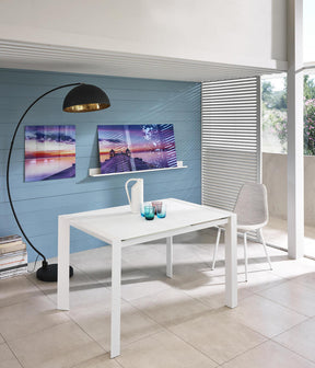 Tavolo allungabile in metallo con top in vetro Chiampo 122x80 cm - allungabile fino a 182 cm