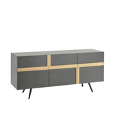 Madia grigio scuro 3 ante con piedi in metallo Cedra 180x80 cm