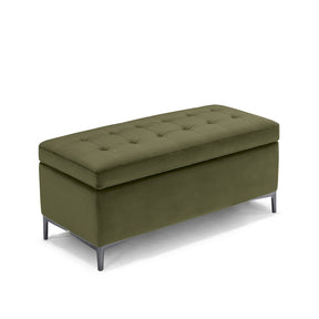 Panca Contenitore Made in Italy Trapuntata in Velluto Verde - CORBARA 110x50 cm