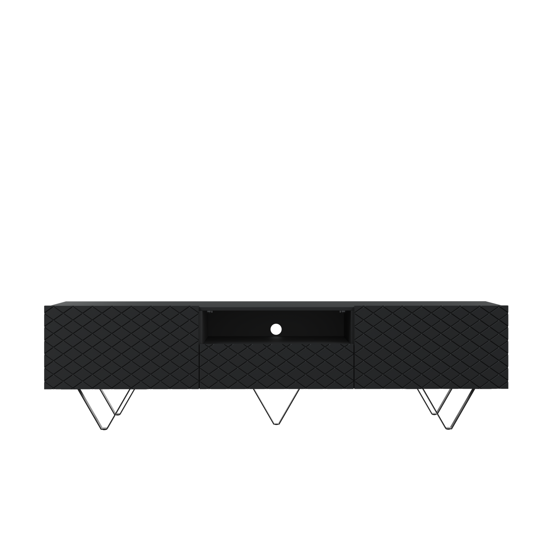 Mobile TV 2 ante a ribalta 1 cassetto con piede in metallo nero Scalia 190 x 42 cm