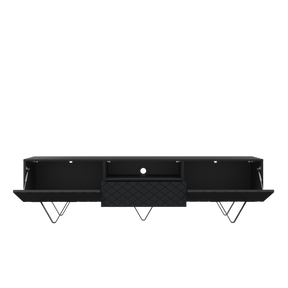 Mobile TV 2 ante a ribalta 1 cassetto con piede in metallo nero Scalia 190 x 42 cm