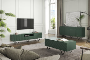 Mobile TV 2 ante a ribalta 1 cassetto con piede in metallo nero Scalia 190 x 42 cm