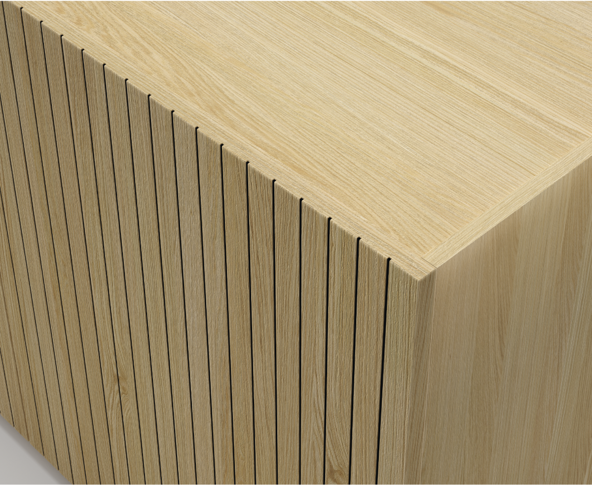 Madia contemporanea legno rovere con 3 ante e 6 scomparti Averno - 178x41 cm